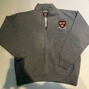 Harvard Grey Quarter-zip Sweatshirt unisex Size Large